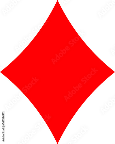 Flat style illustration of Poker playing cards suit of Diamonds red symbol isolated