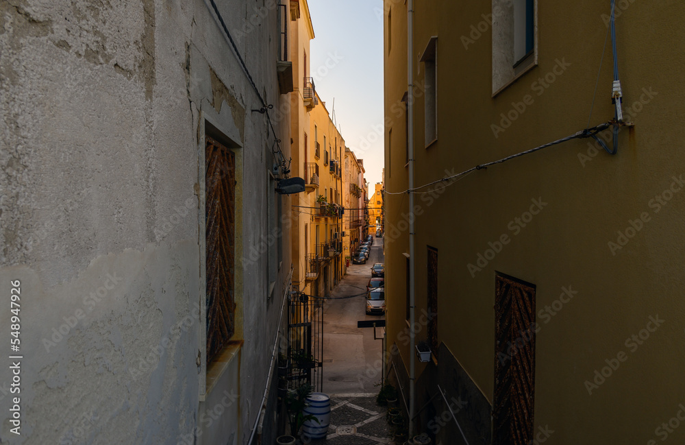 Trapani city street, Sicily, Italy.