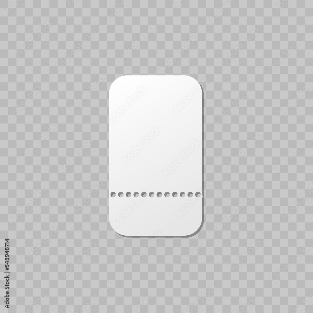 Blank ticket mockup template. Movie lottery realistic blank tickets