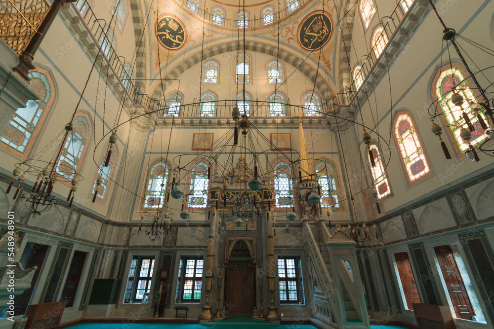 Interior of Ayazma Mosque. Late Ottoman architecture background photo