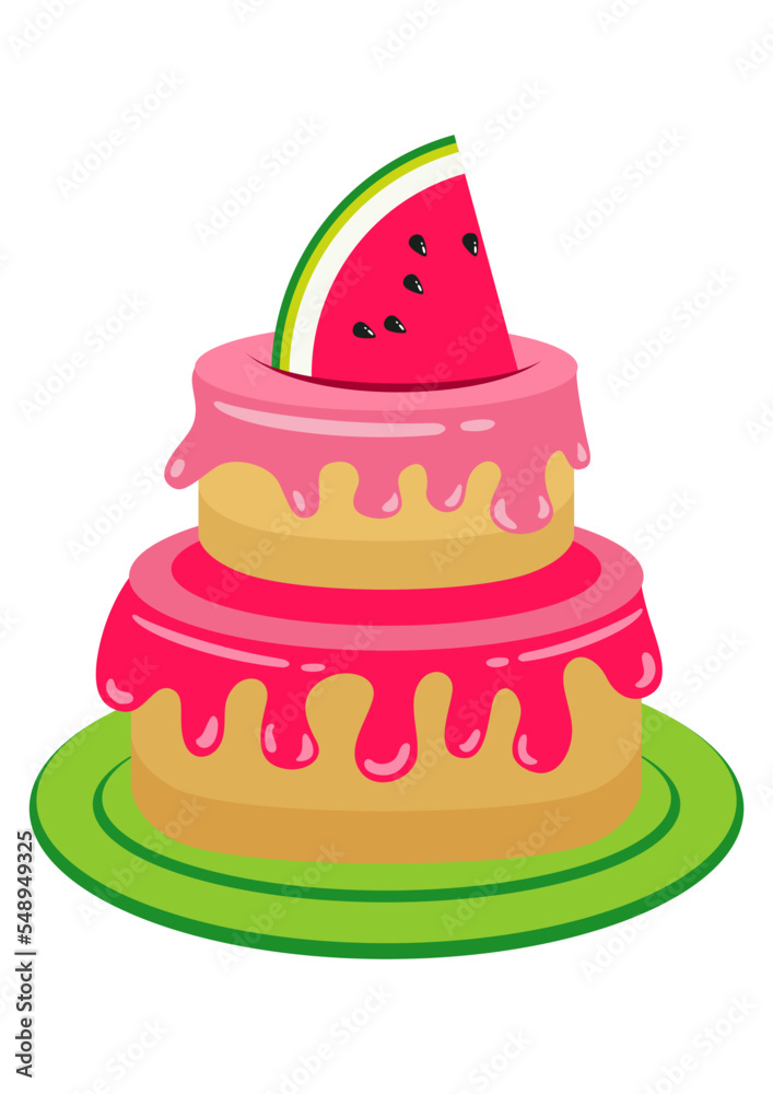 Tasty cake with fresh slice of watermelon Tasty cake with fresh slice of watermelon