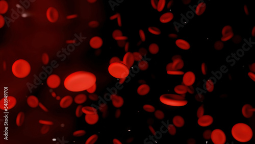Canvas Print Red blood cells moving in the bloodstream in an artery