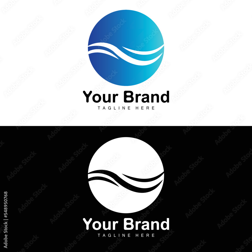 Fototapeta premium Ocean Wave Logo, Water Wave Design, Brand Design Vector