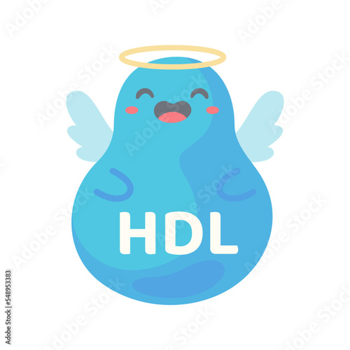 HDL and LDL cholesterol cartoon. Good fat and bad fat accumulated in the body.
