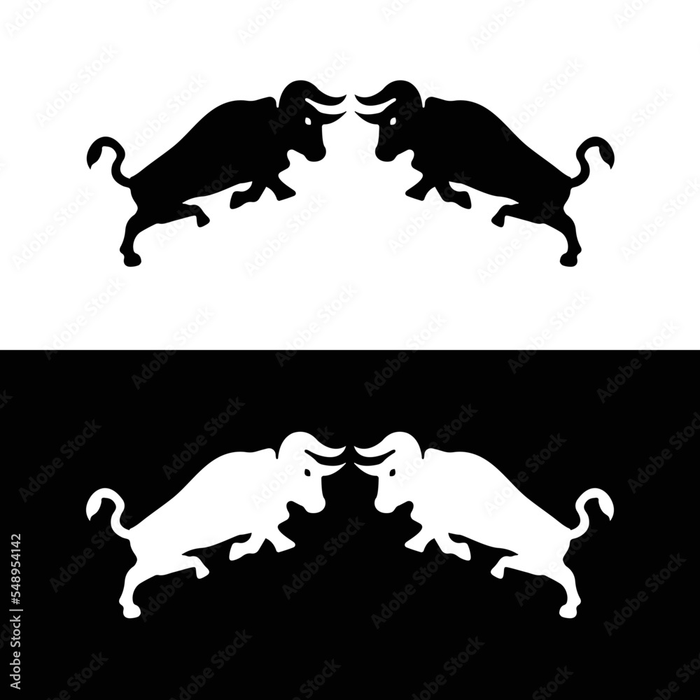 Black and white bull animal logo design. bull logo . icon logo . Stock