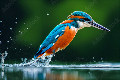 kingfisher on the water generative ai illustration photo