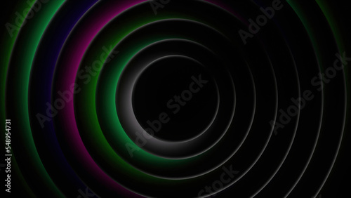 Abstract visualization of the sound equalizer app interface. Motion. Spinning radial rings background.