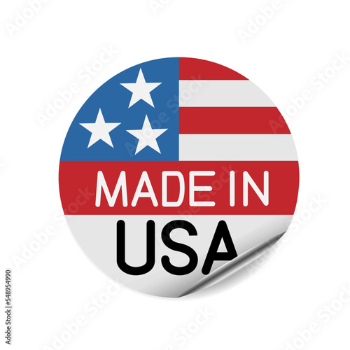 made in USA round sign sticker tag label