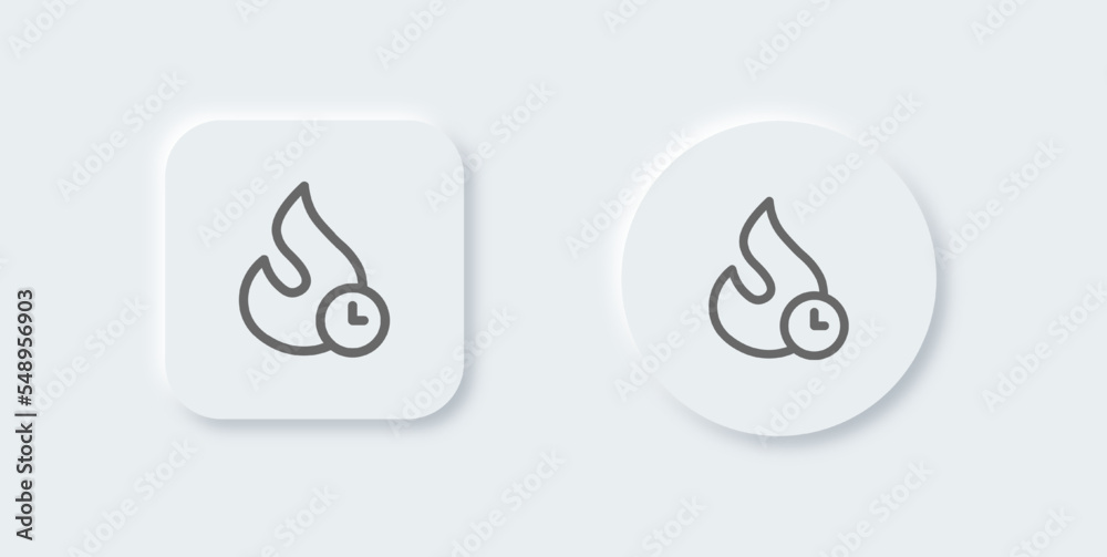 Trend line icon in neomorphic design style. Fire signs vector illustration. Trend line icon in neomorphic design style. Fire signs vector illustration.