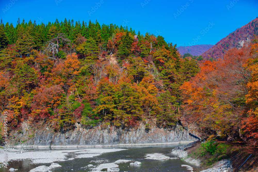 阜県白川村 秋の白川郷の風景 阜県白川村 秋の白川郷の風景