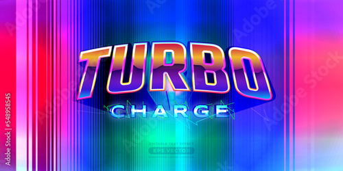 Turbo charge editable text effect retro style with vibrant theme concept for trendy flyer, poster and banner template promotion