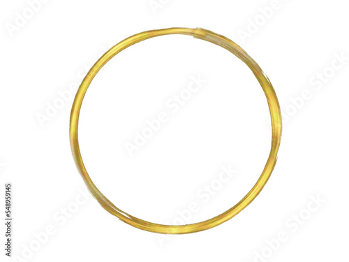 Gold circular frame, metallic circle with copy space, yellow metal texture made with thick layer of paint, round object