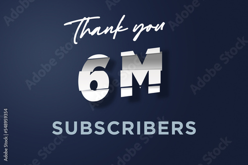 6 Million subscribers celebration greeting banner with cutting Design