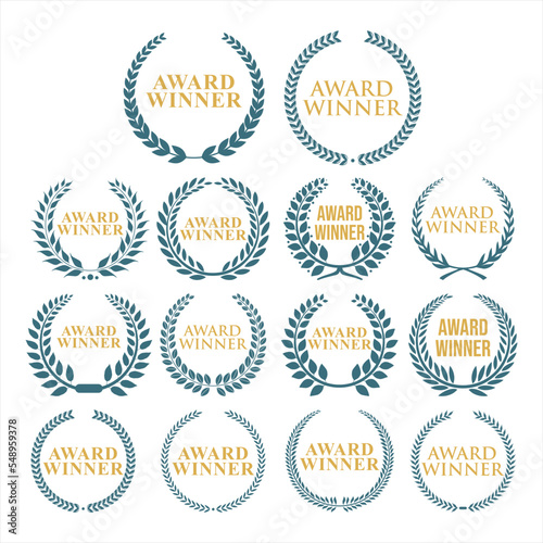 Award winner emblem collection of laurel wreath  