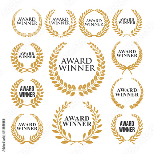 Award winner emblem collection of laurel wreath  