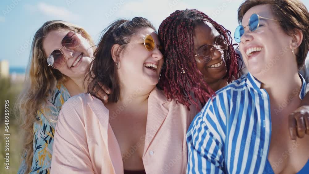 Cinematic storytelling footage of beautiful plus size women having fun ...
