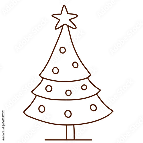 christmas tree x mas pine doodle hand drawn