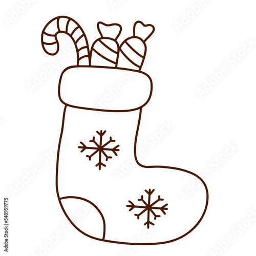 sock christmas candy sweet cane x mas santa claus doodle hand drawn