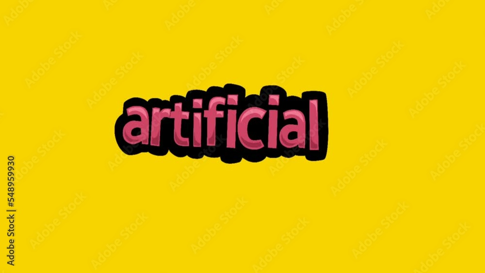 Yellow screen animation video written ARTIFICIAL Yellow screen animation video written ARTIFICIAL
