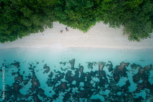 Drone View Over Beautiful Beach On Seychelles photo