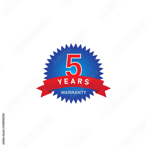 5 years warranty png badge isolated on transparent background