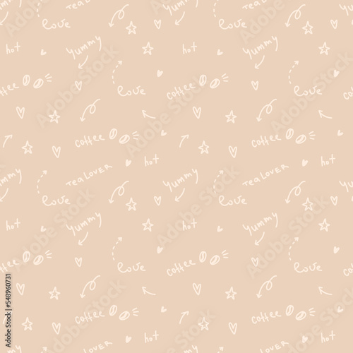 seamless pattern with cute words and stars