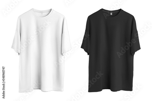 Black and white oversize t-shirt mockup isolated on white background. unisex modern casual t-shirt.3d rendering. photo