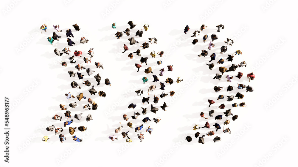 Concept conceptual large community of people forming the dangerous turn road sign. 3d illustration metaphor for caution, warning, safety and guidance Concept conceptual large community of people forming the dangerous turn road sign. 3d illustration metaphor for caution, warning, safety and guidance