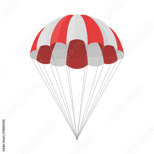 Fototapeta Naklejka Na Ścianę i Meble -  Parachute for launching cargo isolated on white background. Free descent and flight in space delivery gifts and goods with sudden pleasant surprise help. Vector illustration