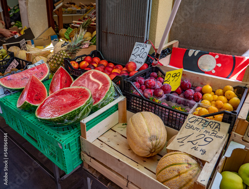 Fruit and vegetables at a weekly market in Italy