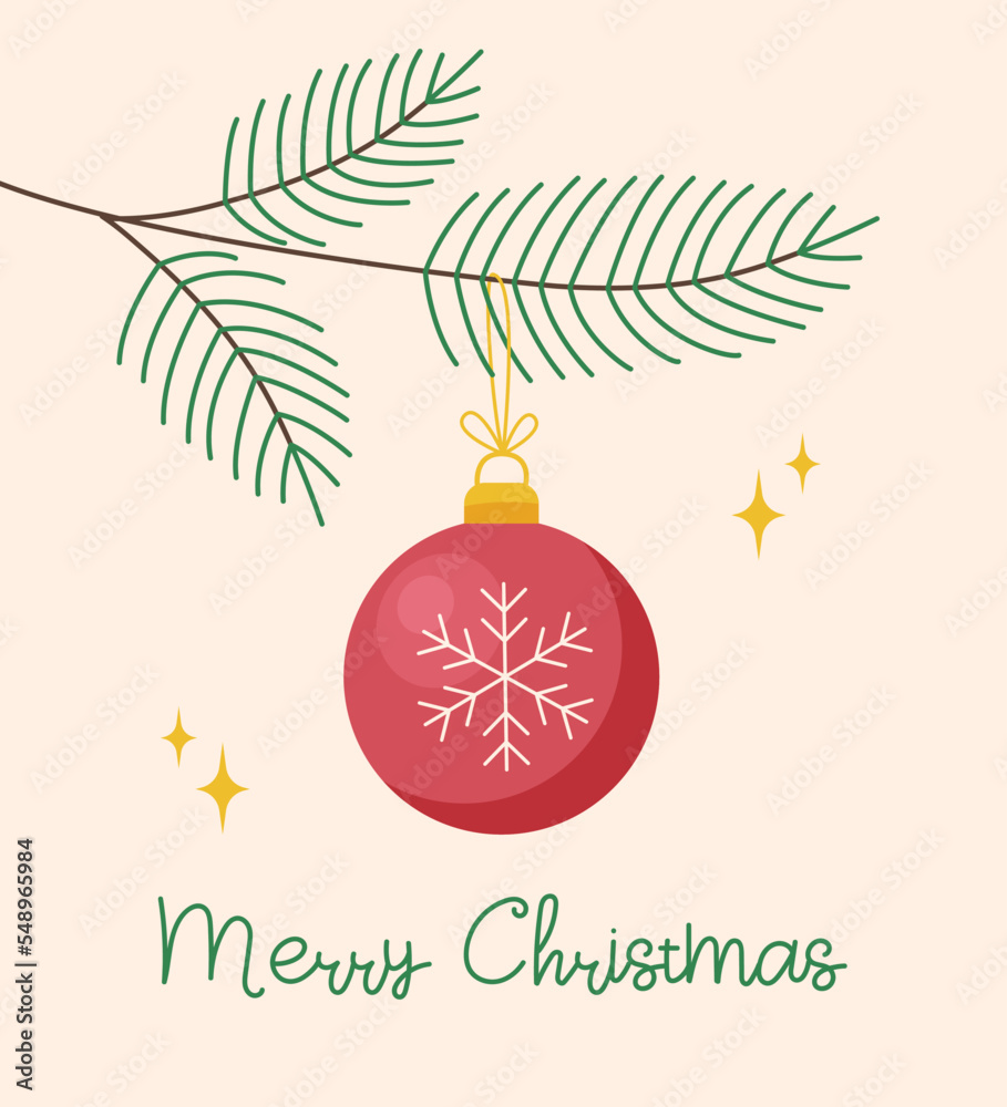 Christmas ornamet hanging on Christmas tree branch Christmas ornamet hanging on Christmas tree branch