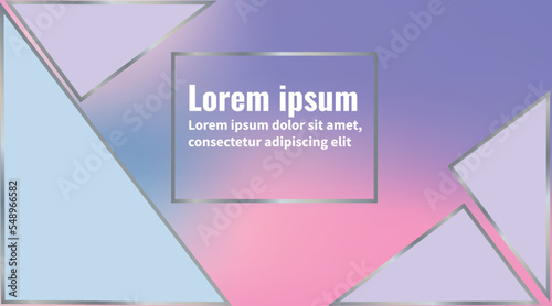 abstract background with triangles. elegant vector template for landing page, banner. with clear shapes and a silver stroke on a pastel gradient background