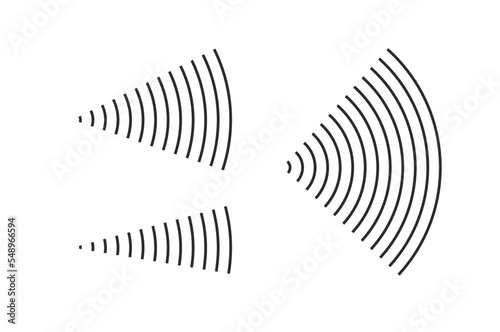 Wave signal radio sonar effect vector lines or antenna radiation vibration sonic rings ways clip art radial strokes icon, angular frequency airwave broadcast, microwave emission clipart editable image photo