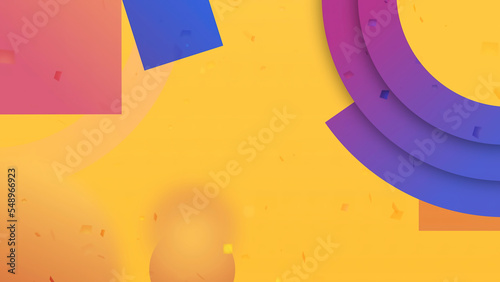 Screensaver with geometric shapes. Motion. Beautiful colorful figures move in composition. Screensaver for insertion and intro with geometric shapes