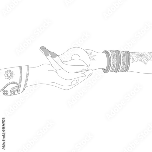 Panigrahan-black and white hand illustration for indian wedding card and decoration