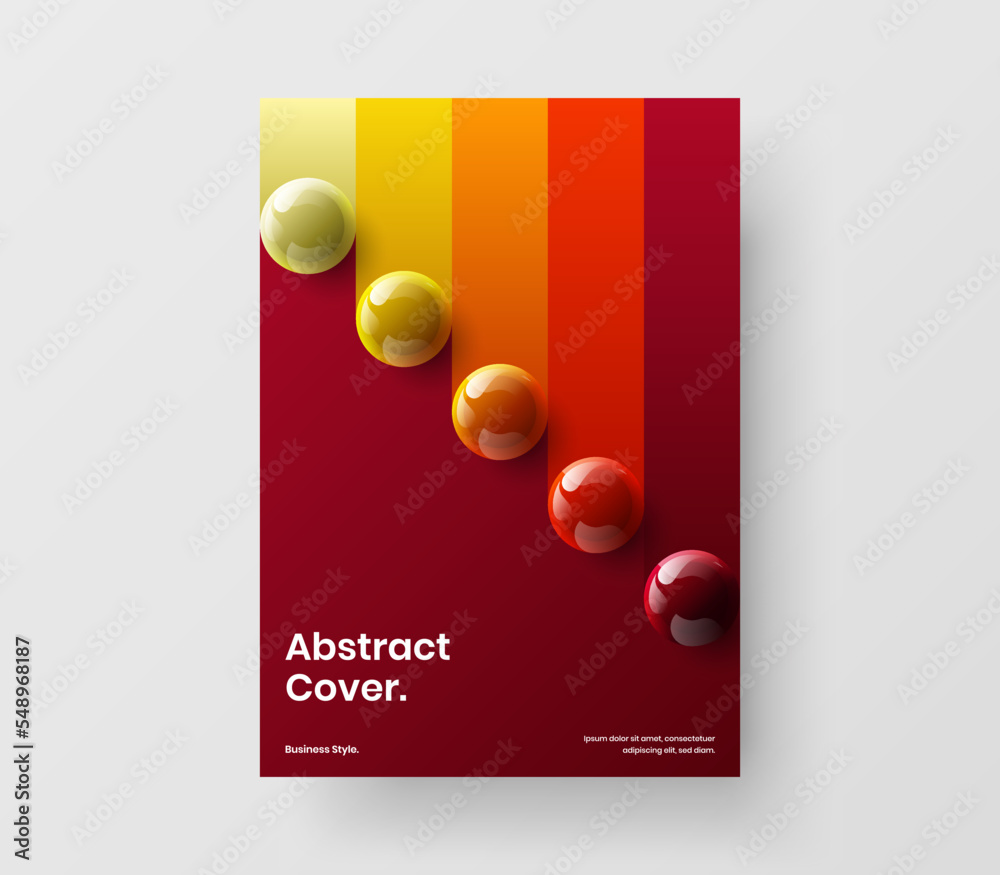 Premium corporate identity A4 design vector concept. Simple 3D balls catalog cover template. Premium corporate identity A4 design vector concept. Simple 3D balls catalog cover template.