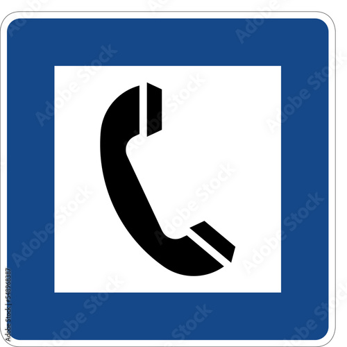 Autobahn telephone booth sign, Service Signs, road signs germany,  This sign indicates that public telephone is available in the upcoming service area. 