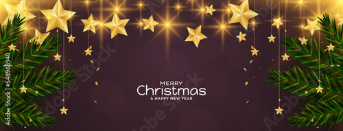 Merry Christmas festival celebration greeting banner design