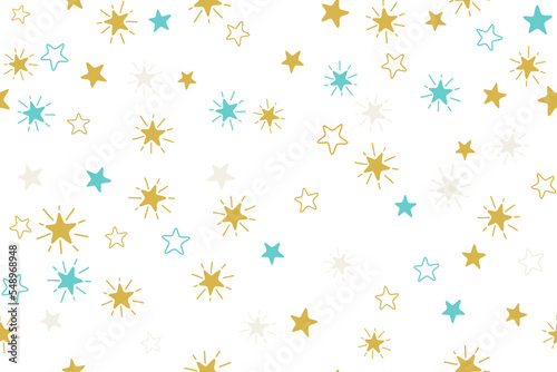 Stars childish vector seamless pattern graphic design. New Year gift wrapping pattern.