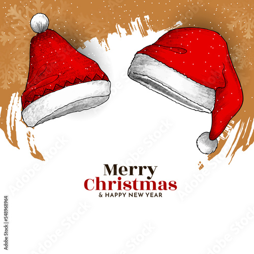 Merry Christmas festival celebartion background with santa claus cap design