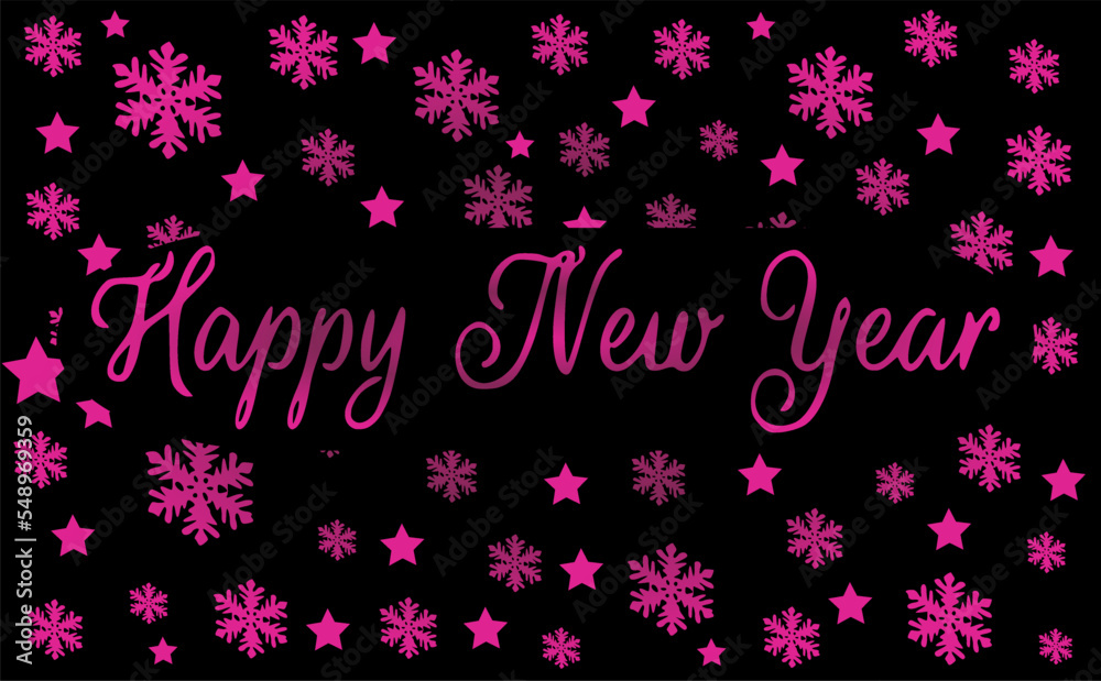 New Year decorative background with snowflakes and stars