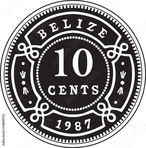 belize coin 10 cent vector design handmade