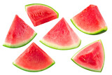 Watermelon, a fruit of Citrullus lanatus, wedges, isolated png