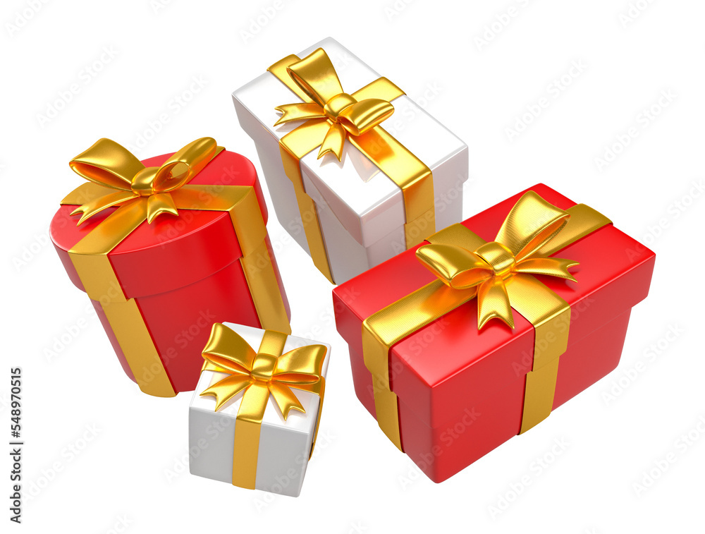 Christmas gift boxes in cartoon 3d render Christmas gift boxes in cartoon 3d render