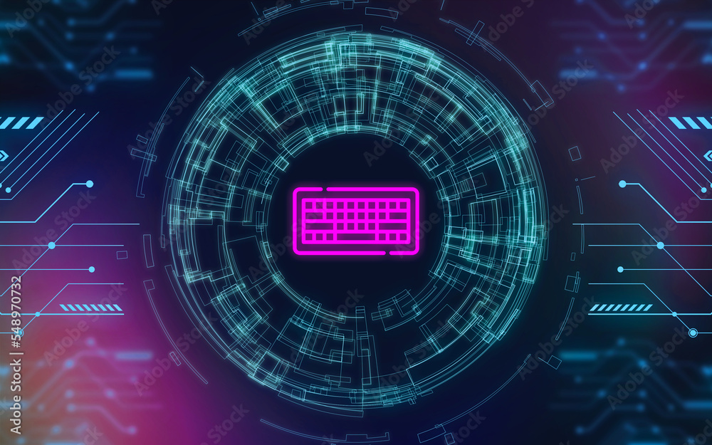 Cyberspace as a new way of life. A modern approach to the world. keyboard icon.