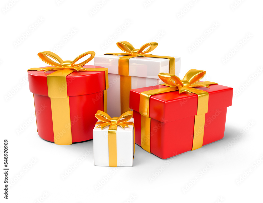 Fototapeta premium Christmas gift boxes in 3d render cartoon