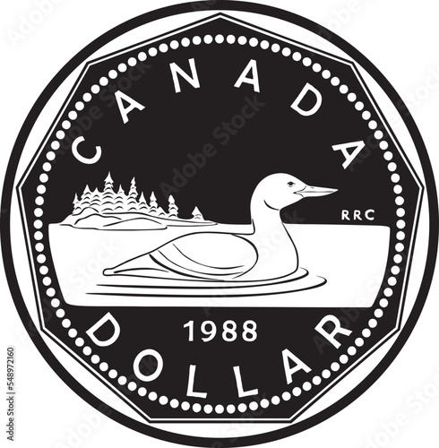 canada dollar coin with duck vector design