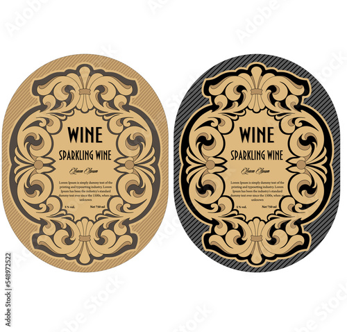 Wallpaper Mural Wine Label Vintage frame border retro label hand drawn antique engraving vector illustration typography poster  Torontodigital.ca