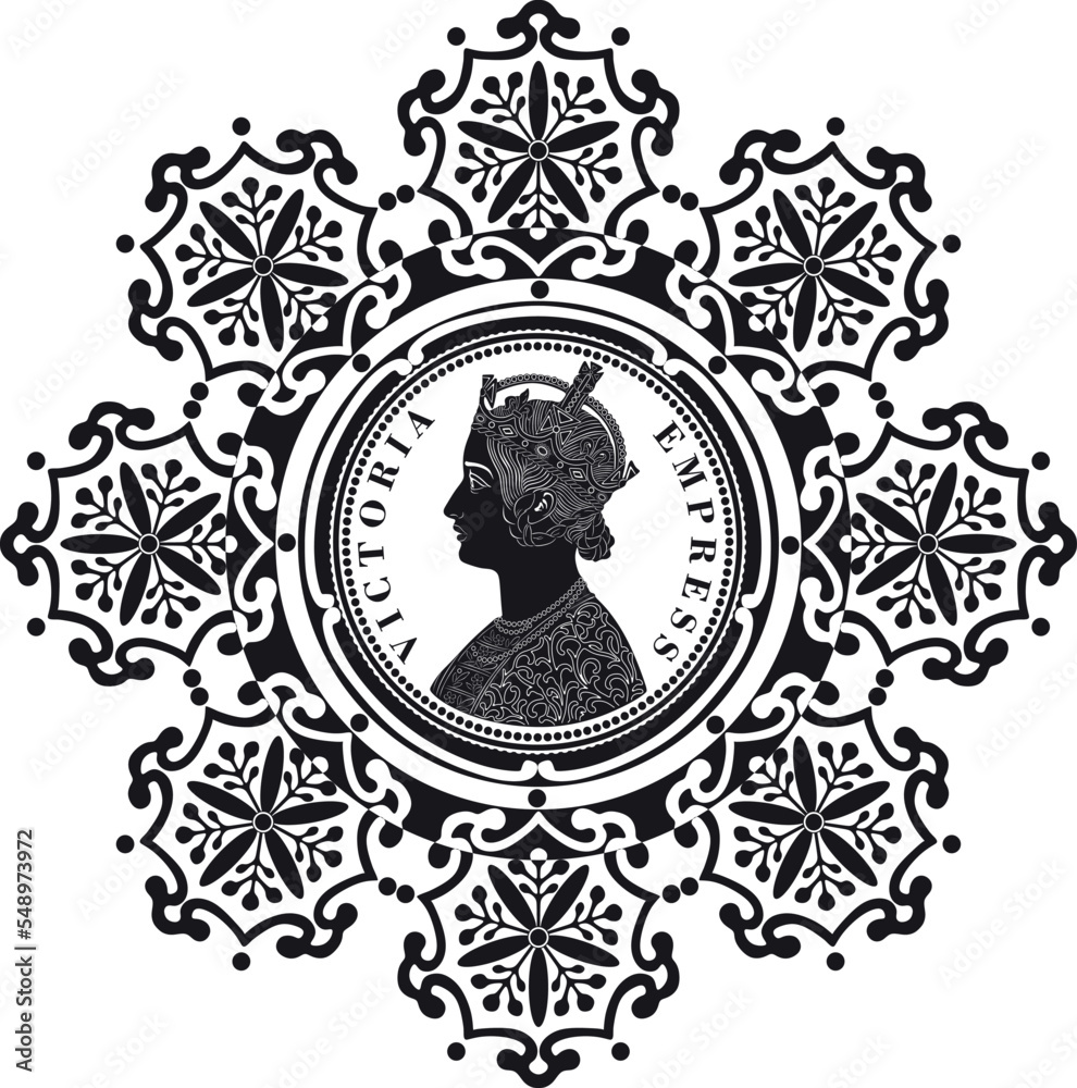 British coin queen victoria with floral frame British coin queen victoria with floral frame