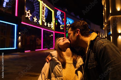 Couple in night city street